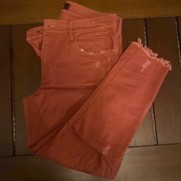 Express Red Distressed Stretch Mid Rise Legging - Picture 3 of 5